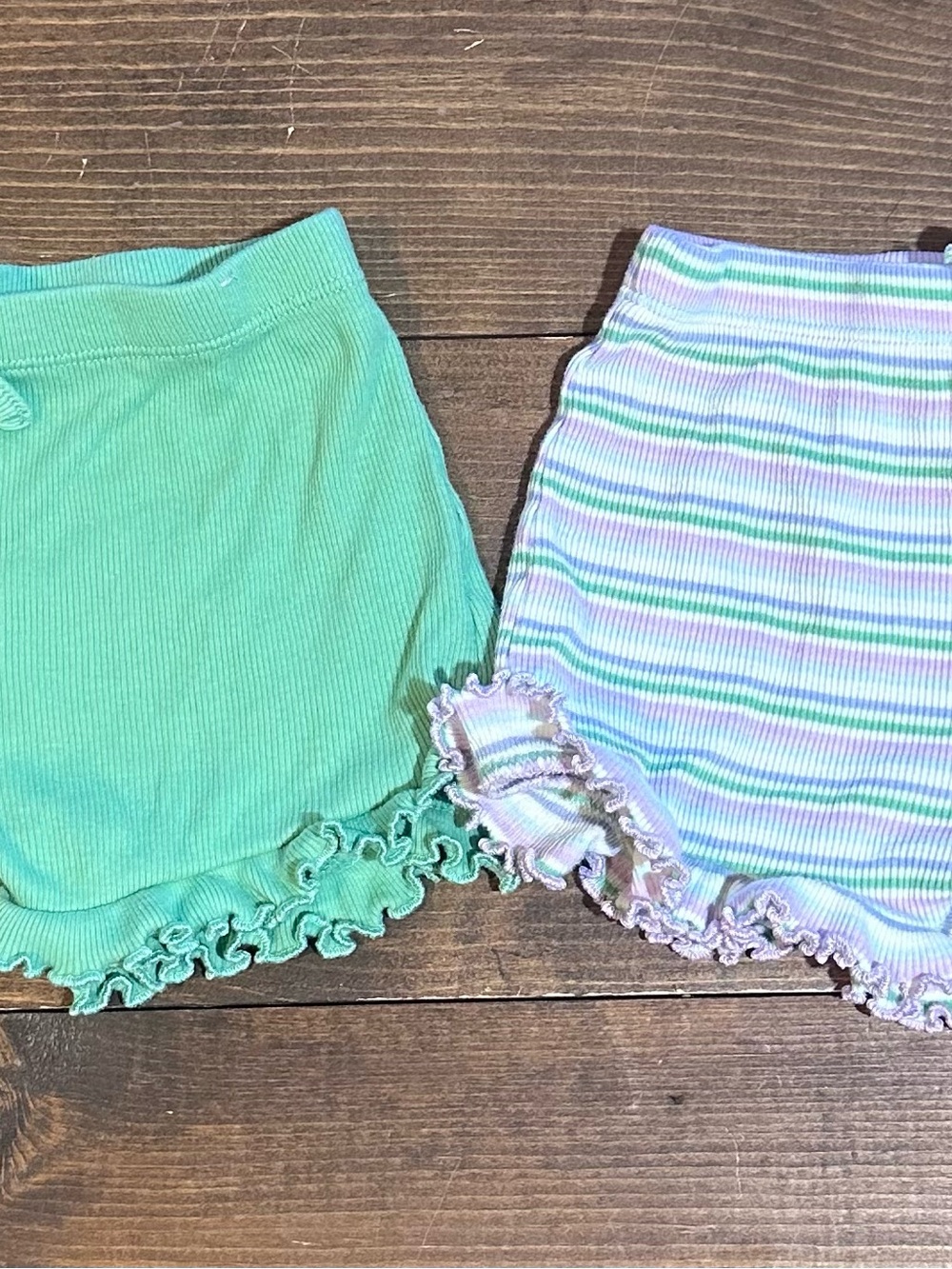 Garanimals Mint Green and Pastel Striped Ruffle Hem Shorts